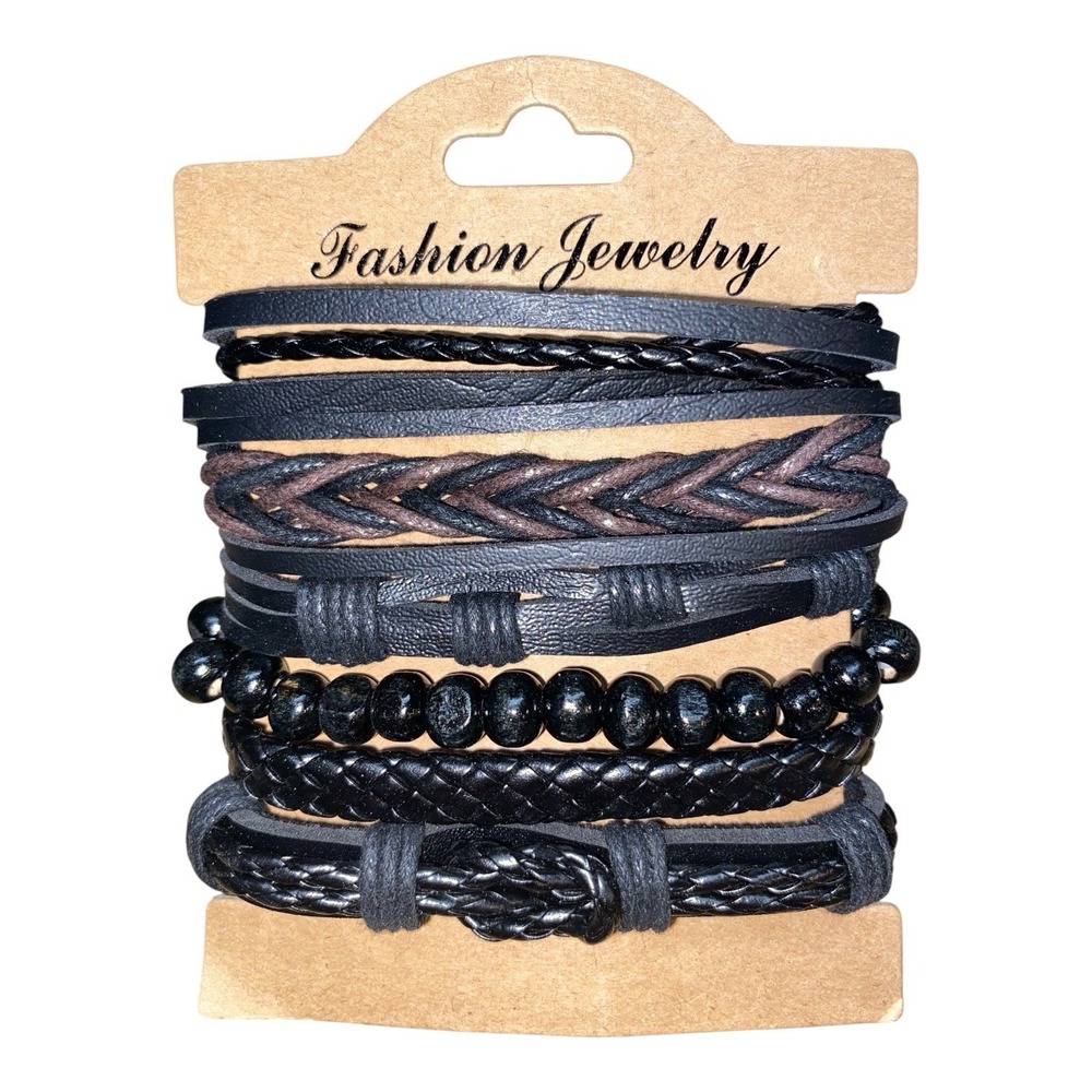Men's Hand-woven Multi-layer Leather Set Bracelet.  All bracelets are Adjustable